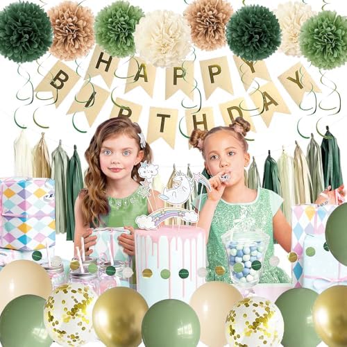 Green Birthday Party Decor Set for Women Girls
