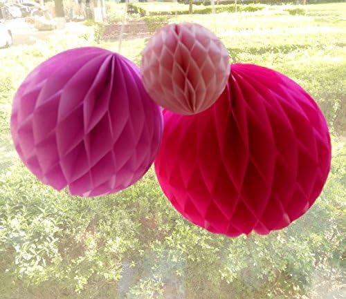 Daily Mall 15Pcs Honeycomb Paper Balls Pink Set