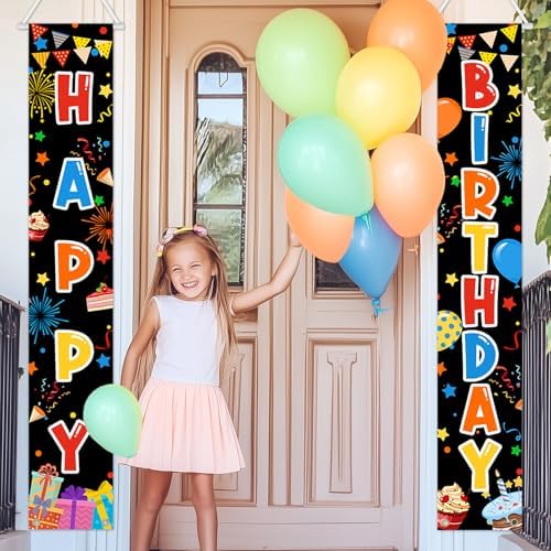 Avezano Happy Birthday Banner 2 Pcs Kids Party Decor
