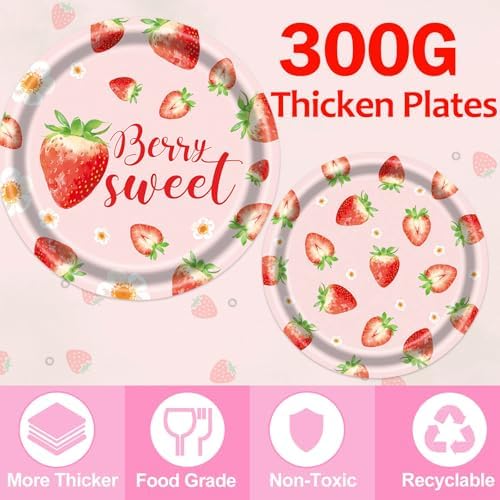 Strawberry Themed Tableware Set - 175 Pieces Baby Shower Party Supplies
