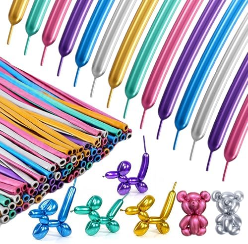 Premium 80pcs Metallic 260 Balloons Multicolored