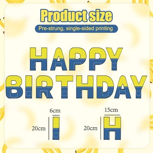 Gosknor Cartoon Birthday Banner Yellow Blue Garland Sign