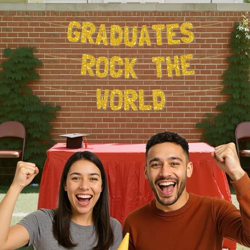 Meowoo Graduation Decor Gold Glitter Banner