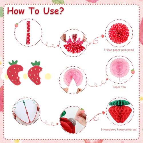 TRBSXRT 24 Pcs Strawberry Party Decorations Set