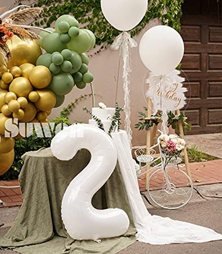 SUWEN 40 Inch White Foil 2 Number Balloons
