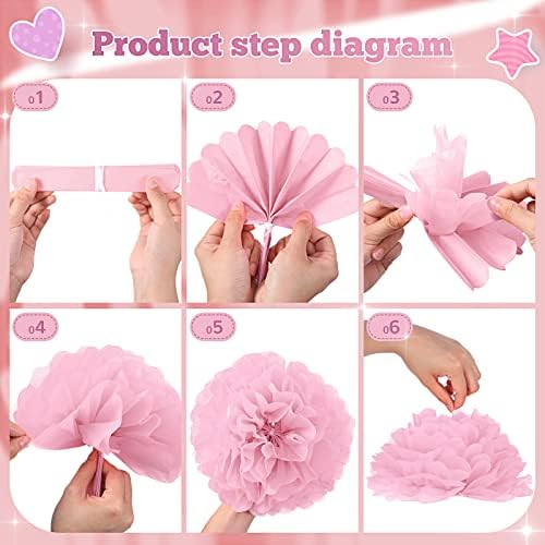 Estune 48 Pcs Tissue Paper Pom Poms Decorations