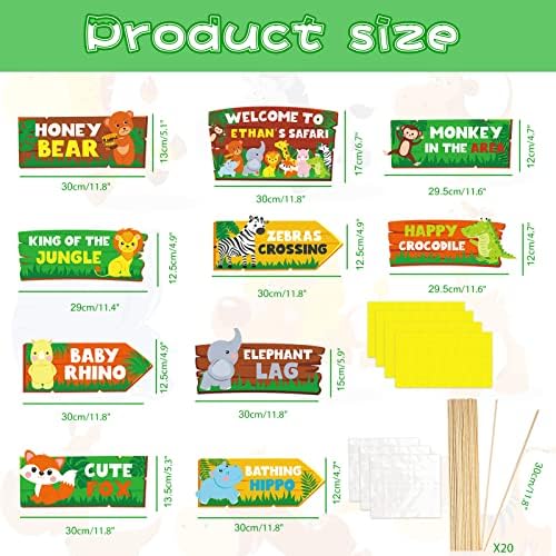 HOWAF 20pcs Jungle Safari Party Welcome Signs