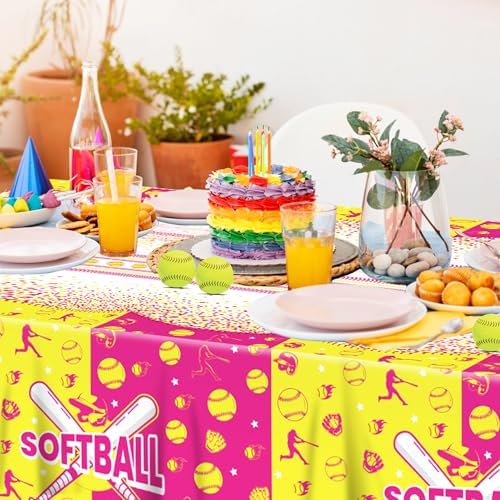 3 Pcs Softball Pattern Tablecloth for Parties