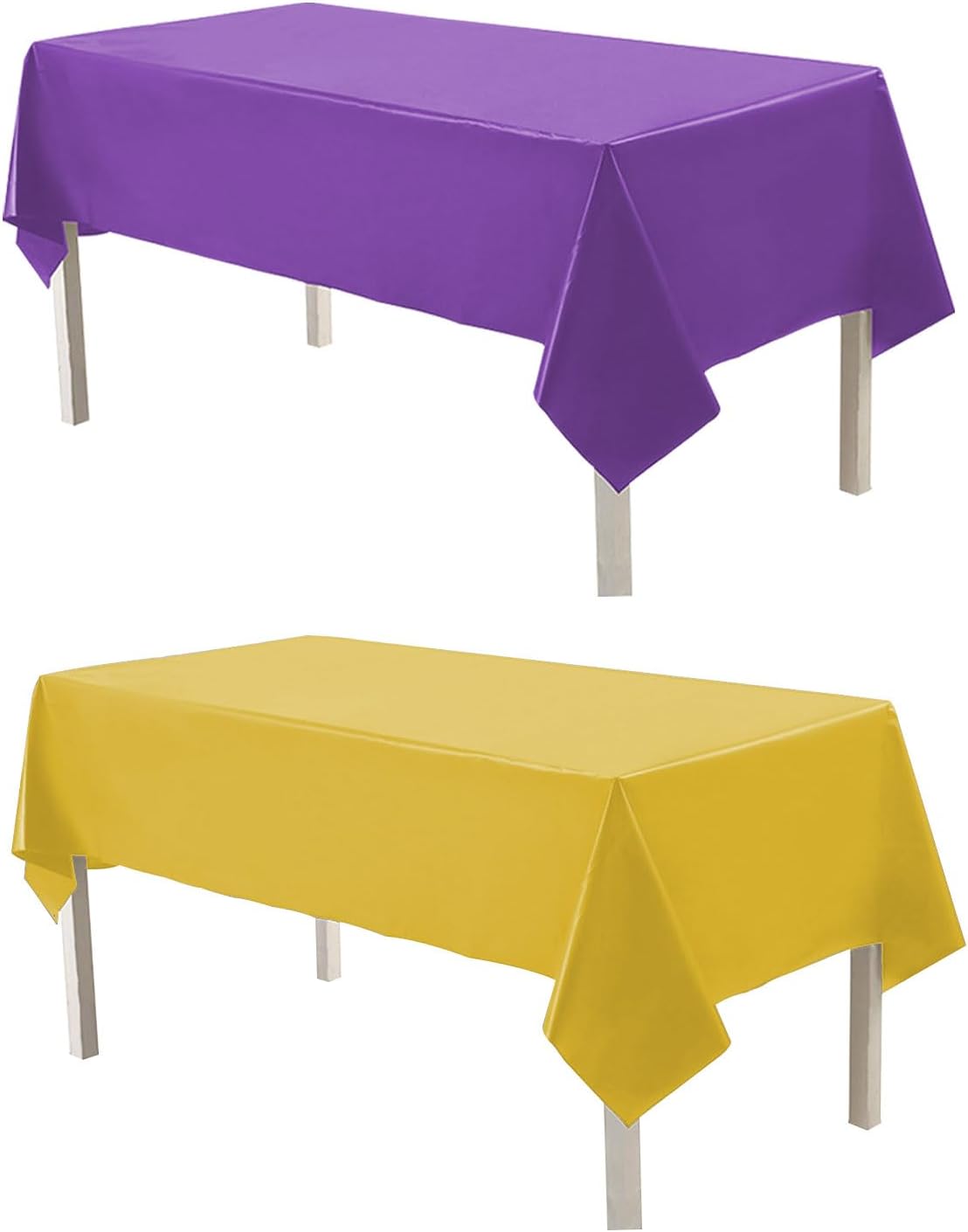 OULIGET 8 Ft Rectangle Tablecloths 2 Pack Purple Yellow