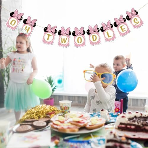 INNORU Oh Twodles Banner 2nd Birthday Decor for Girls