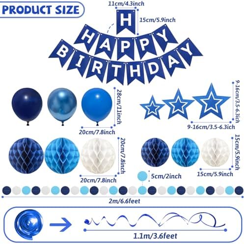 ZERODECO Birthday Decorations Blue Banner Set