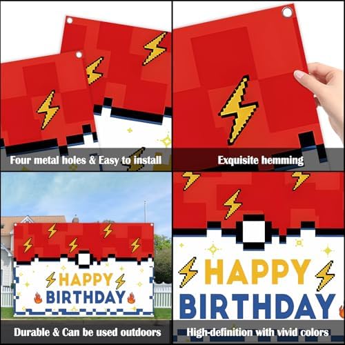 Yellow Lightning 5x3ft Birthday Backdrop for Party Decorations