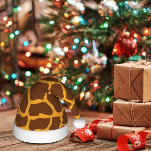 QINZHENG Giraffe Print Santa Hat for Women