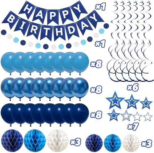 ZERODECO Birthday Decorations Blue Banner Set