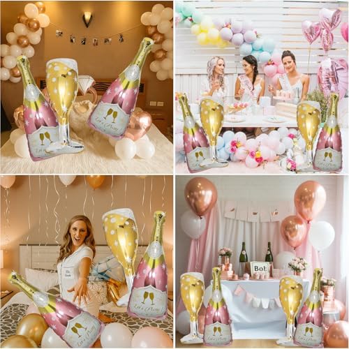 4 Pcs Champagne Balloons Rose Gold Foil Decorations