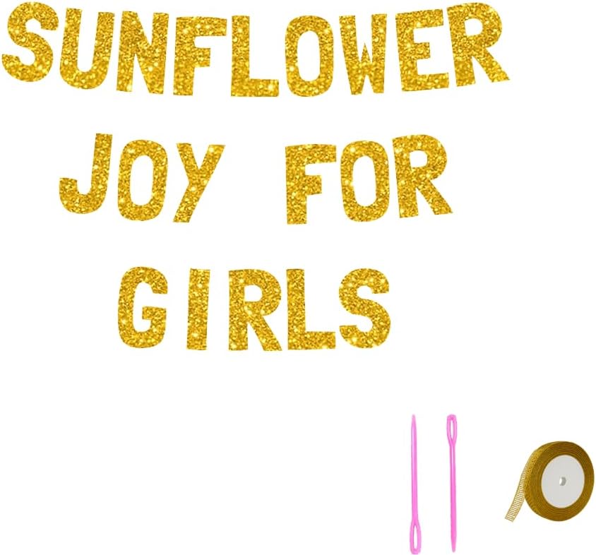 Meowoo Sunflower Joy Banner with Glitter Gold Letters