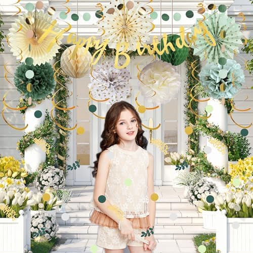 Sage Green Birthday Party Decor 13 Pcs Set