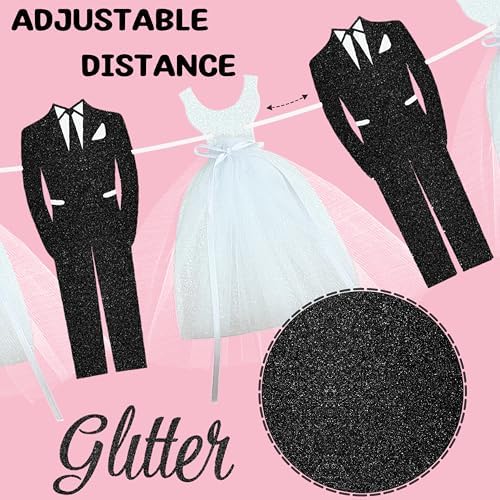 Elegant Bridal Shower Banner with Tulle and Tuxedo Cutouts