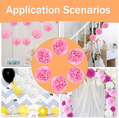 Yosawa 12 Pcs Tissue Paper Pom Pom Flowers Party Decorations