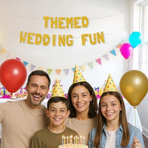 Meowoo Gold Glitter Wedding Banner 77 Inch Letters