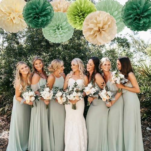 Sage Olive Green Champagne Gold Party Decorations 30pcs