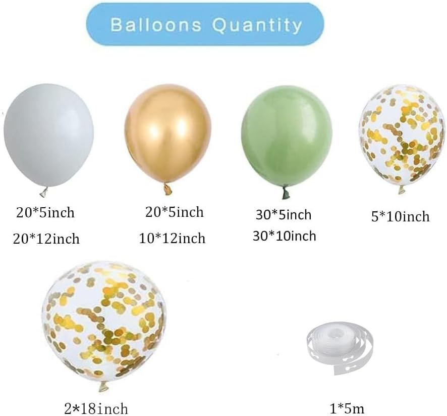 137PCS Sage Green Balloon Garland Arch Kit