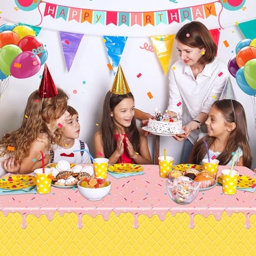 3 Pack Ice Cream Themed Tablecovers for Parties