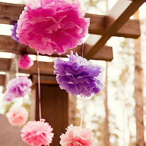 PATIKIL 8 Inch Light Pink Tissue Pom Poms Flowers 5 Pack