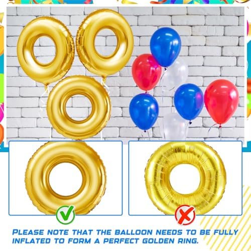 6 Pack Gold Ring Foil Balloons for Birthday Decorations