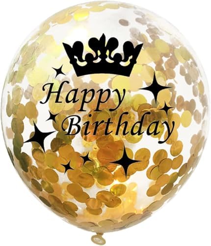 Happy Birthday Balloons Latex Black Gold Decorations