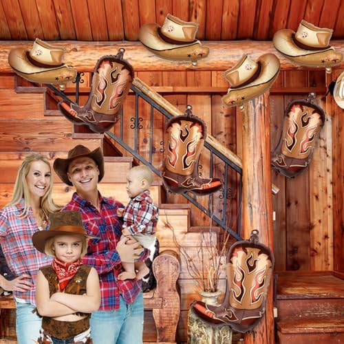 8pcs Western Themed Party Balloons - Cowgirl Hat Boot Decor