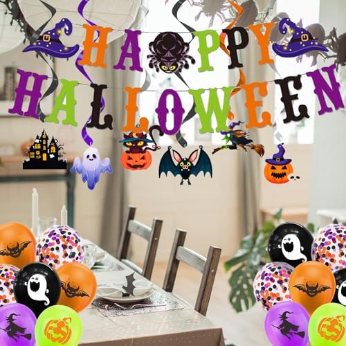 Happy Halloween Decorations Set with Banner and Streamers