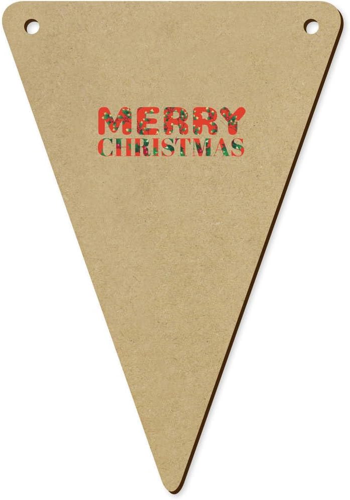 5 Piece 140mm Merry Christmas Wooden Bunting Flags
