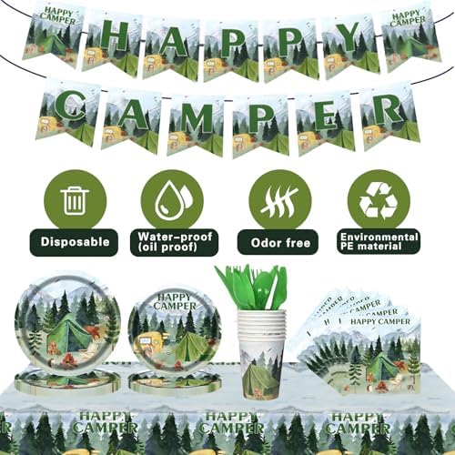 Nicime Happy Camper Party Supplies Set