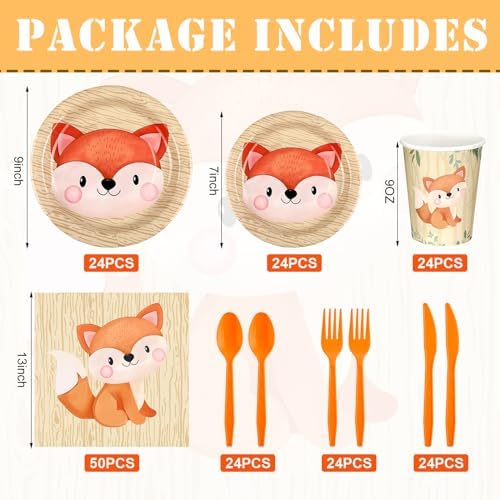 Outus 224 Pcs Fox Birthday Party Decorations