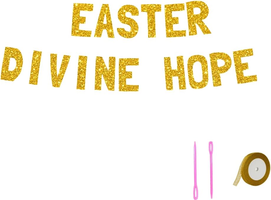 Meowoo Easter Divine Hope Decorations Gold Banner