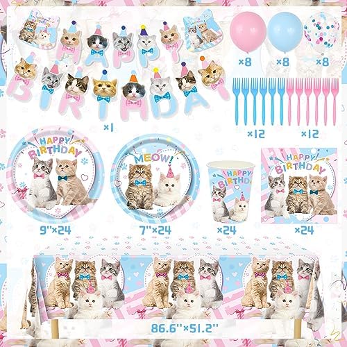Cat Birthday Decorations 146Pcs Party Supplies Set