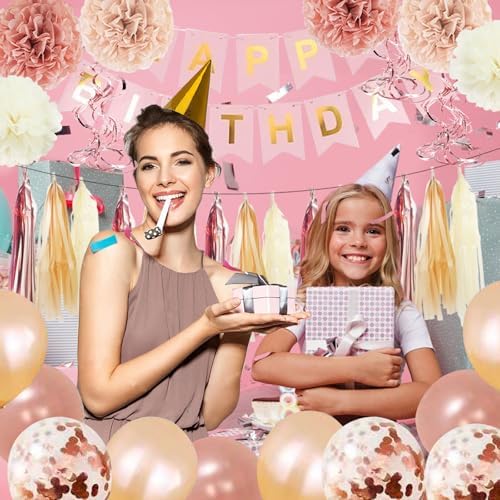 MYUPDALIN Gold Birthday Decorations Set for Women Girls