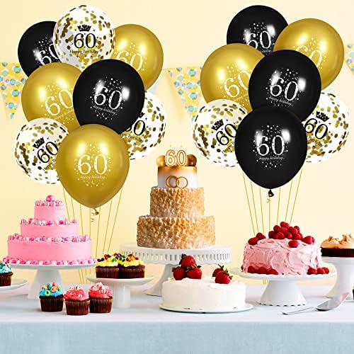 Black Gold 60th Birthday Balloons 15 Pcs Party Decor