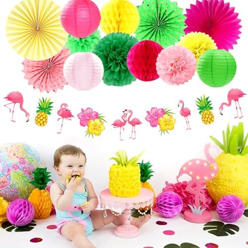 Hawaiian Luau Birthday Decorations 21pcs Set