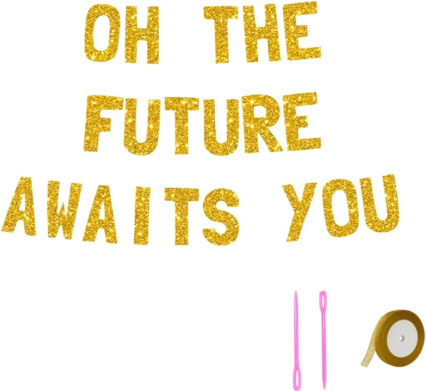 Meowoo Future Awaits You Banner with Gold Glitter