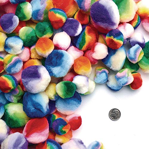 Colorations Rainbow Striped Pom-Poms 180 Pieces