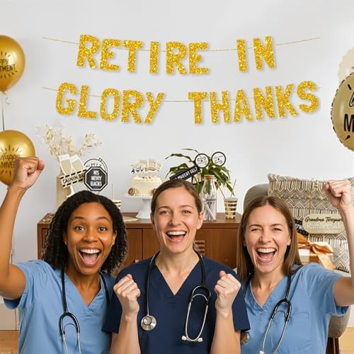 Meowoo Retirement Party Banner with Gold Glitter