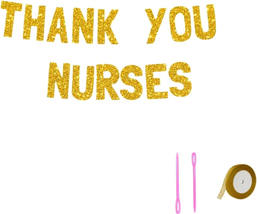 Meowoo Gold Glitter Thank You Nurses Banner