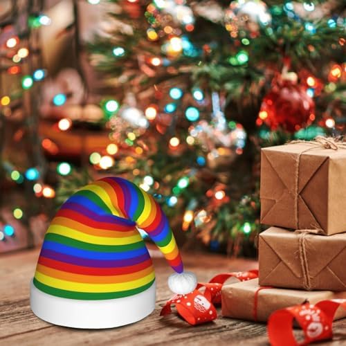 QINZHENG Personalized Rainbow Santa Hat