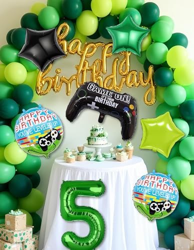 40 Inch Green Pixel Number 5 Balloon Set 7Pcs