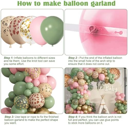 Amandir 170Pcs Jungle Safari Balloons Garland Kit