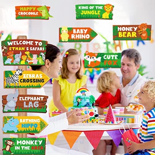 HOWAF 20pcs Jungle Safari Party Welcome Signs