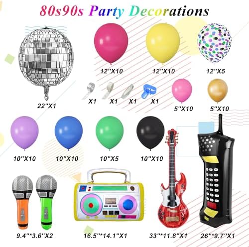 Amandir 80s 90s Party Decor Kit 90Pcs Balloons
