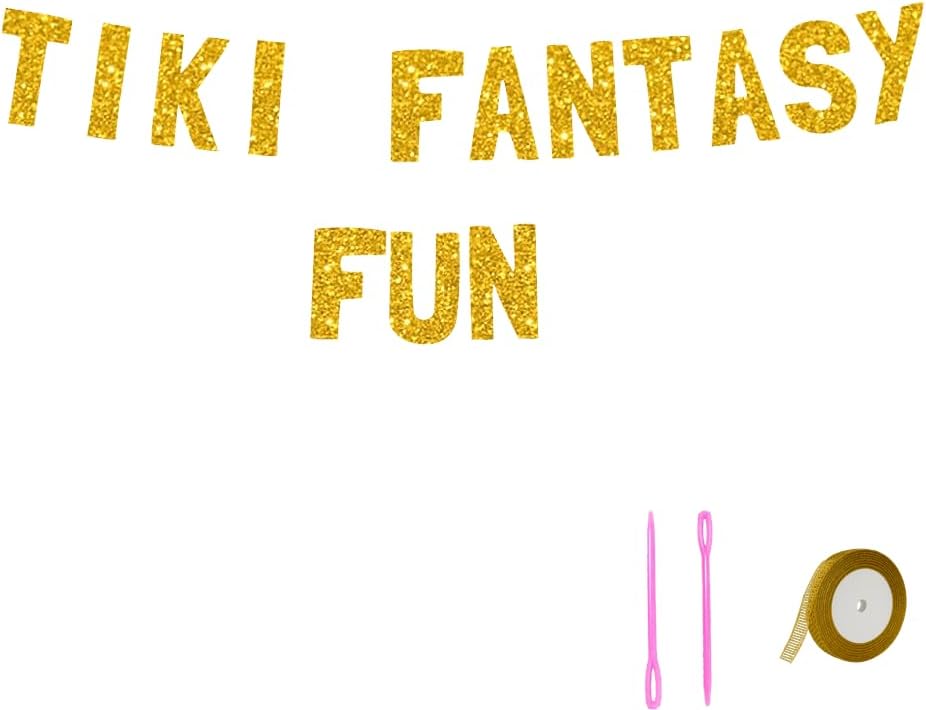 Meowoo Fun Tiki Party Supplies - Glittery Gold Decor Banners